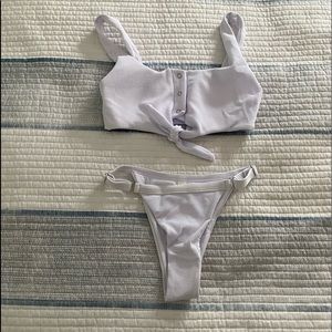 White Ribbed Bikini